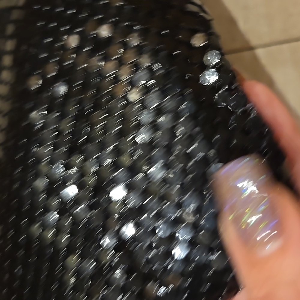 Whiting and Davis International Black Sequin Mesh Evening bag/Zipper Clutch - Picture 2 of 9